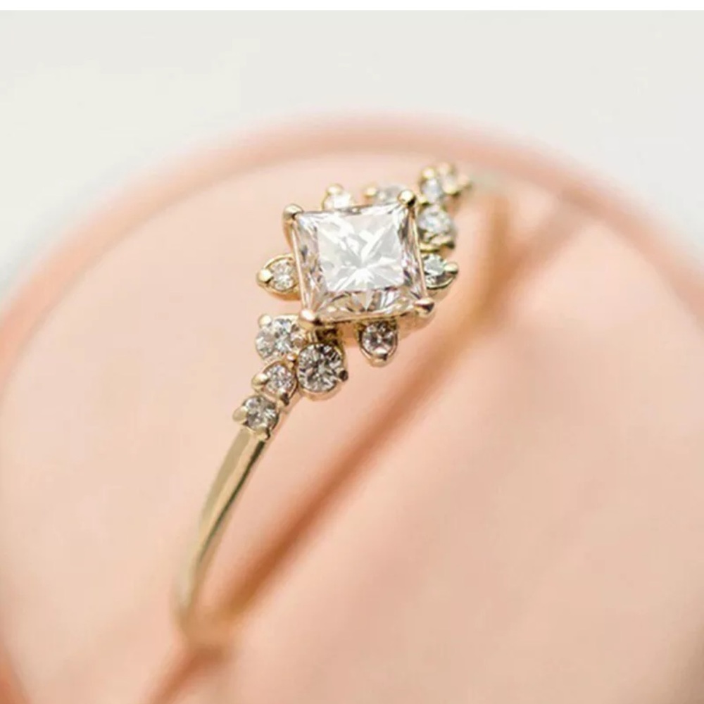 Pretty Yellow Gold Plated RingWomen Cubic Zirconia
